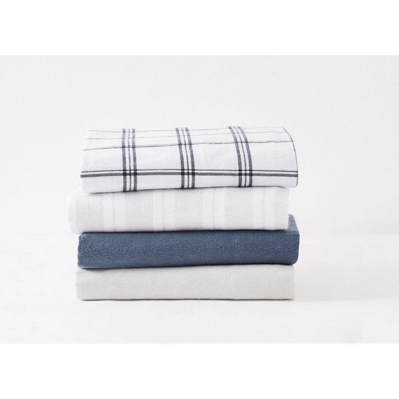 Solid Grey Queen Cotton Flannel Sheet Set