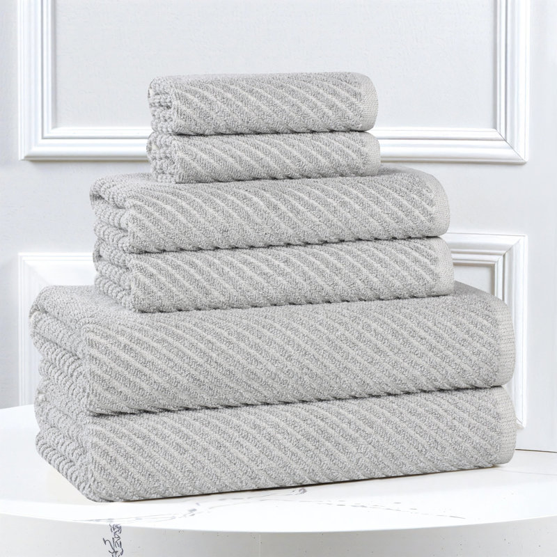 Ensemble de serviettes à séchage rapide en mélange de coton côtelé en diagonale, Platine