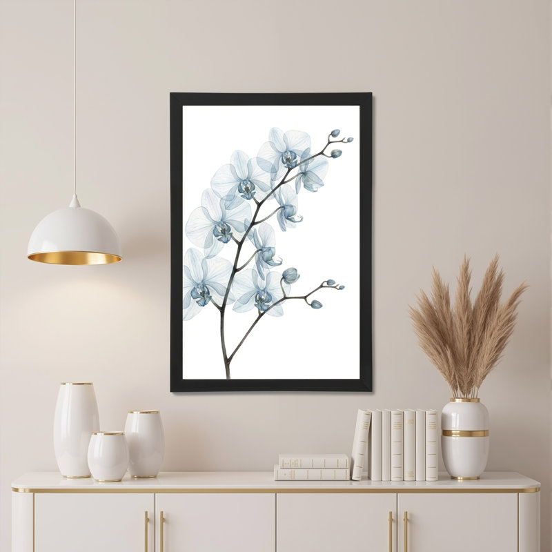 Ensemble de 1 tableau mural aquarelle florale Orchidée bleue, H 18 po x l 12 po