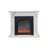 Beige Solid Wood Electric Fireplace