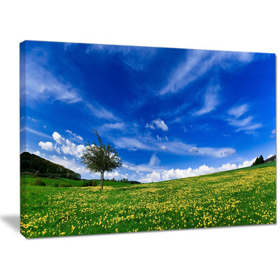 « spring landscape green fields », reproduction de photo sur toile tendue