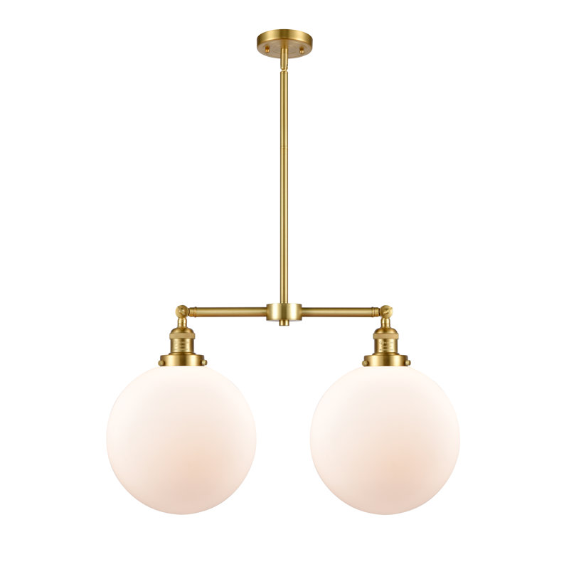 Oliver 2 - Light Kitchen Island Pendant, Matte White, Satin Gold