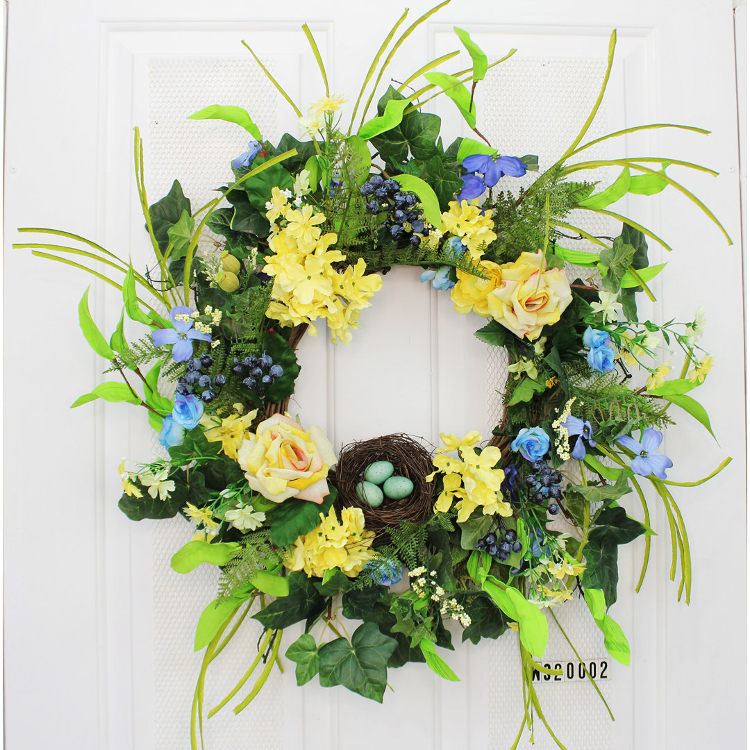 Faux Mixed Assortment Foam 24'' Wreath Rosalind Wheeler