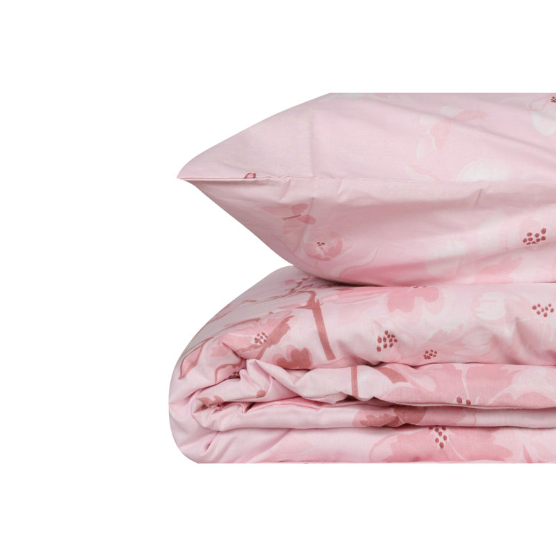 Luxury King Quilt Cover Set (3 Pieces), 100% Cotton Ranforce, Pink & Salmon | Duvet Cover 94.5 x 86.6 inches, Pillowcases 23.6 x 23.6 inches | 140 Thread Count, Machine Washable, Elegant Design with Button Closure