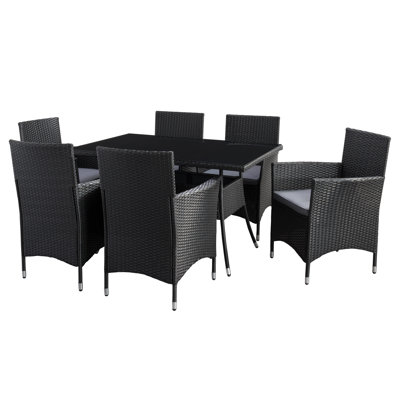 Aalliyah 6 - Person Wicker Patio Dining Set with Rectangular Table , Cushions Included