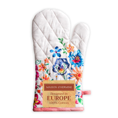 Maison d'Hermine Happy Florals - Gants de cuisine d'été 100 % coton - 19 x 33 cm