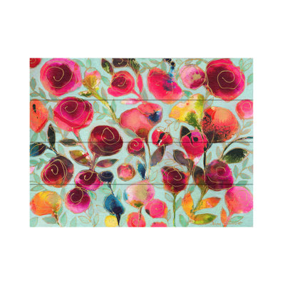 Carrie Schmitt Golden Water Blooms Wood Slat Art
