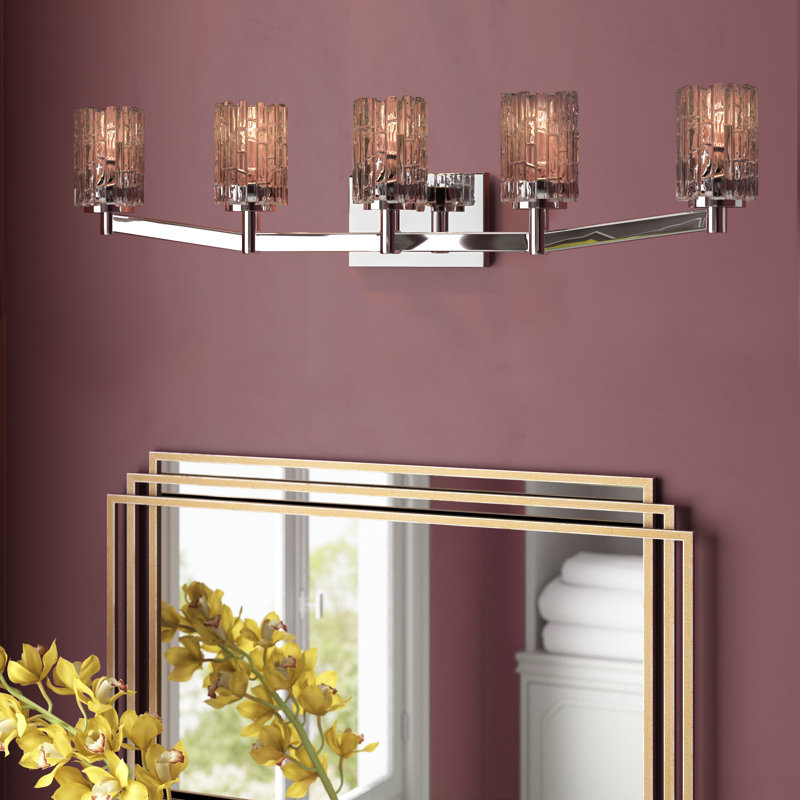 Samson 40.75" W 5-Light Steel Vanity Light with Glass Shades , Brushed Nickel