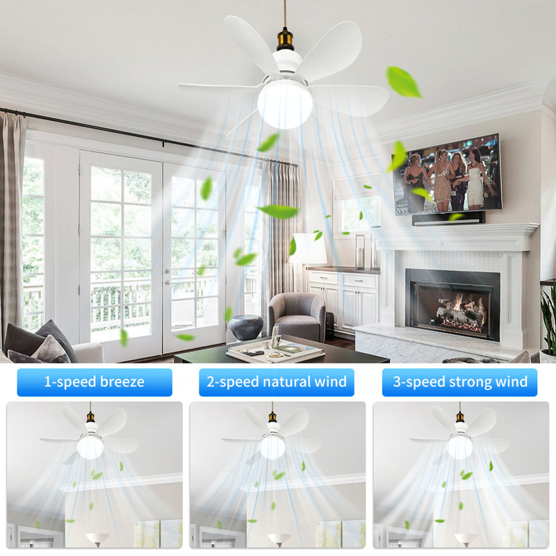 Biyori Ceiling Fan with Light 3-Speed Brushless Motor Remote Control Chandelier Fans, White