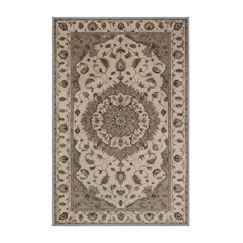 Tapis gris Tabriz lavable à la machine, Tapis de couloir 2 pi x 4 pi