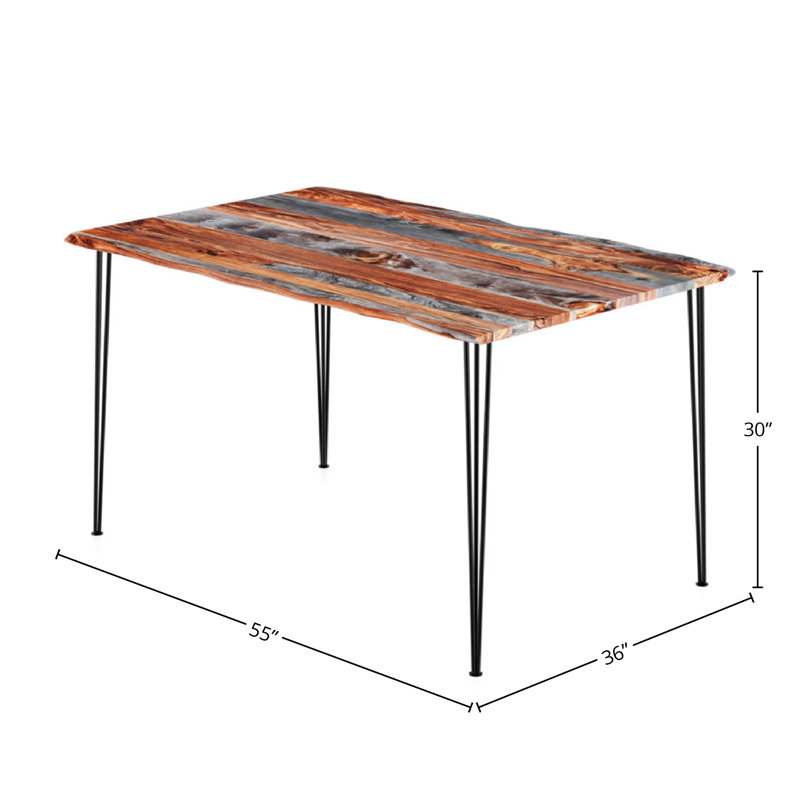 Table de salle à manger Genut, Noir / bois avec gris teint