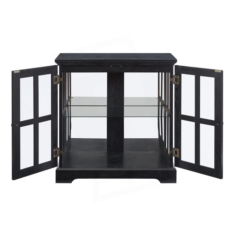 Vitrine Led Curio, vitrine avec tablettes réglables, bibliothèque au design rétro, Noir