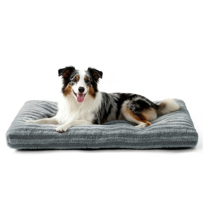 Pet Bed, Anti-Anxiety Dog & Cat Bed, Fluffy Mattress with Non-Slip Bottom, Washable & Comfortable Dog Mat for Floor or Crate, Grey