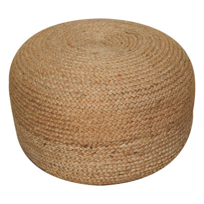48 cm W Jute Round Ottoman