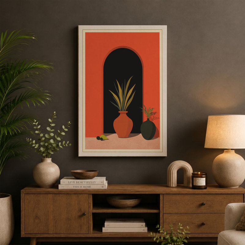 Archway Stillness Boho - Wrapped Canvas, 18x12 - 45.7 x 30.5 cm, Ochre Border