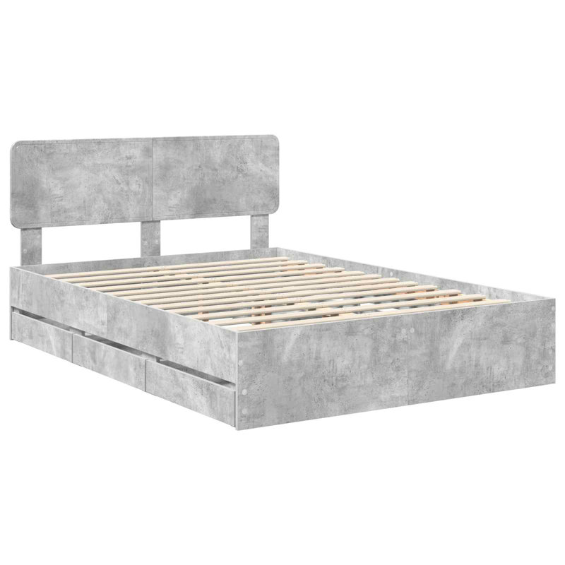 Bed, Concrete Grey, European Kingsize (160 x 200 cm)