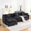 Canapé modulaire moderne en L en chenille avec repose-pieds mobile et coussins décoratifs-1710528215