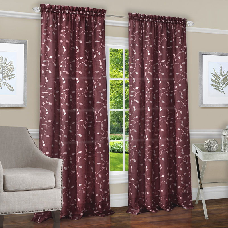 Clancy Semi Sheer Curtain Single Panel, 50" W x 84" L, Marsala