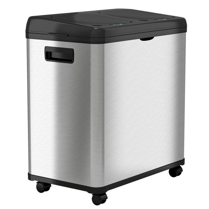 Fingerprint Resistant Black Stainless Steel Touchless Kitchen Trash Can 16 Gallon