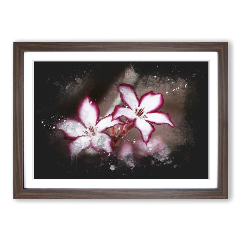 Pink Lily Flowers - Picture Frame Graphic Art, Walnut Framed, 48cm H x 65cm W x 2cm D