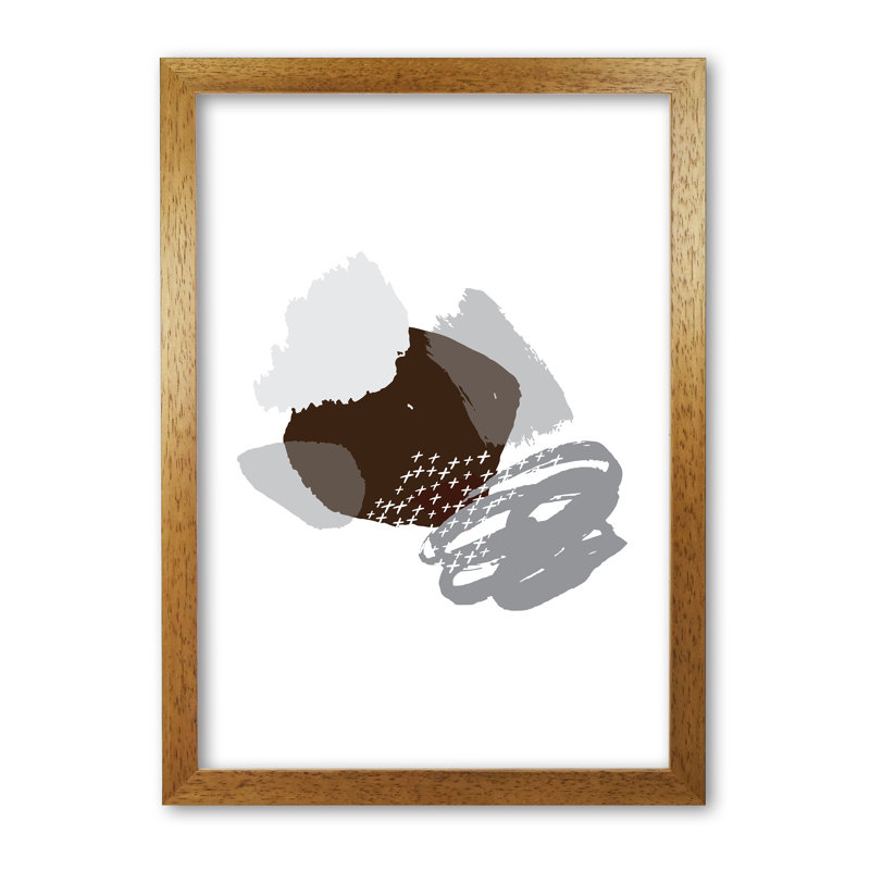 Grey and Black Mismatch Abstract 1 Piece Single Picture Frame Wall Art, 42 cm H x 30 cm W x 5 cm D, Honey Oak Frame