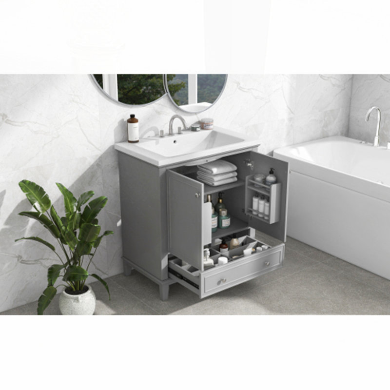 Meuble-lavabo 30 po avec lavabo, Gris / Argent