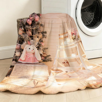 Jeté en molleton rose ultra doux