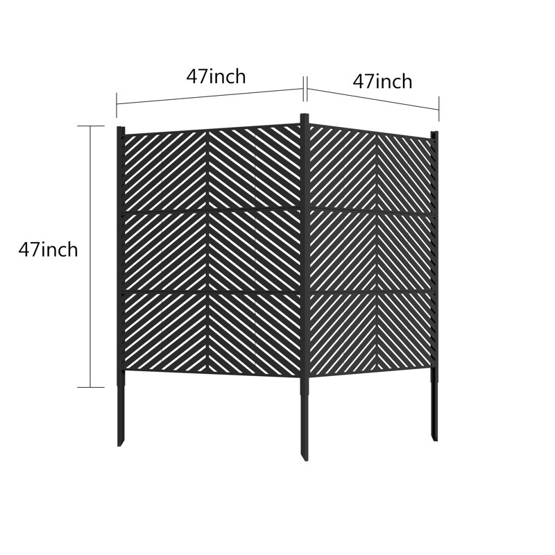 Outdoor 47"l X 47"h Privacy Fence Panels With Ground Stakes, All-Weather No-Dig Fence Kit for Air Conditioner, Trash Can, Pool Equipment Enclosure