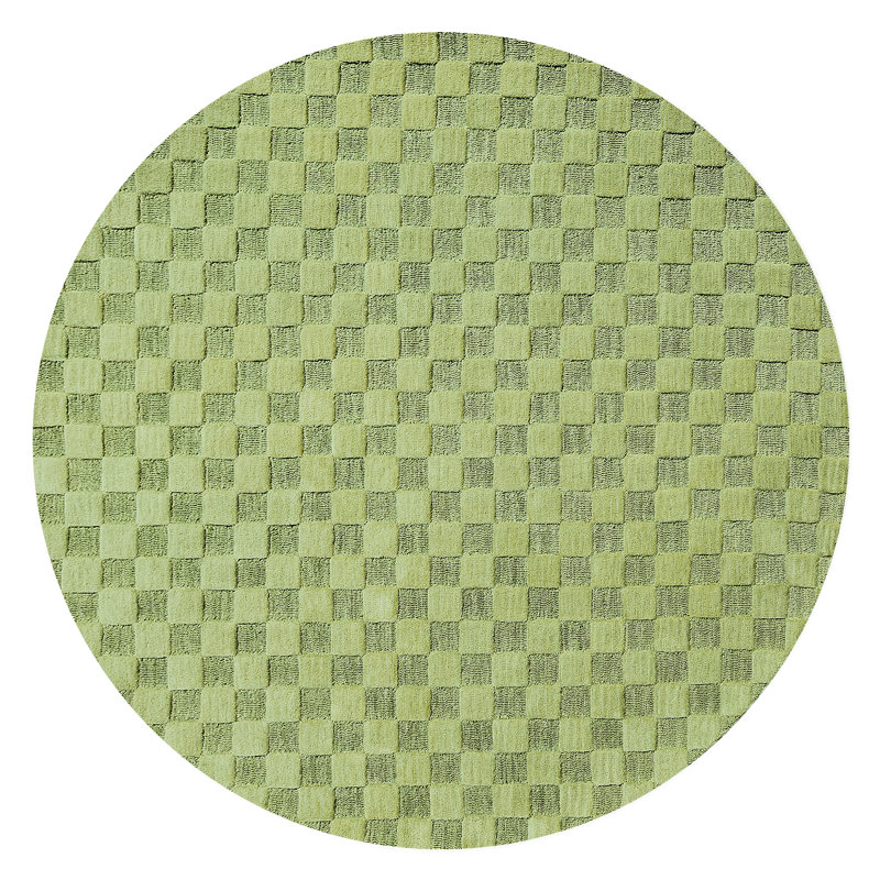 Moss Checkerboard Rug, Round 6'