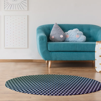 Tapis noir/mauve/vert dégradé geometry
