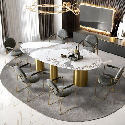 Ensembles de table de salle à manger ovales simples et luxueux