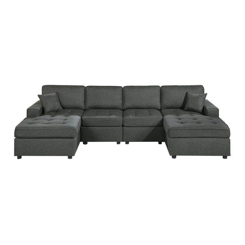 3-Piece Sectional Set, Black Fabric