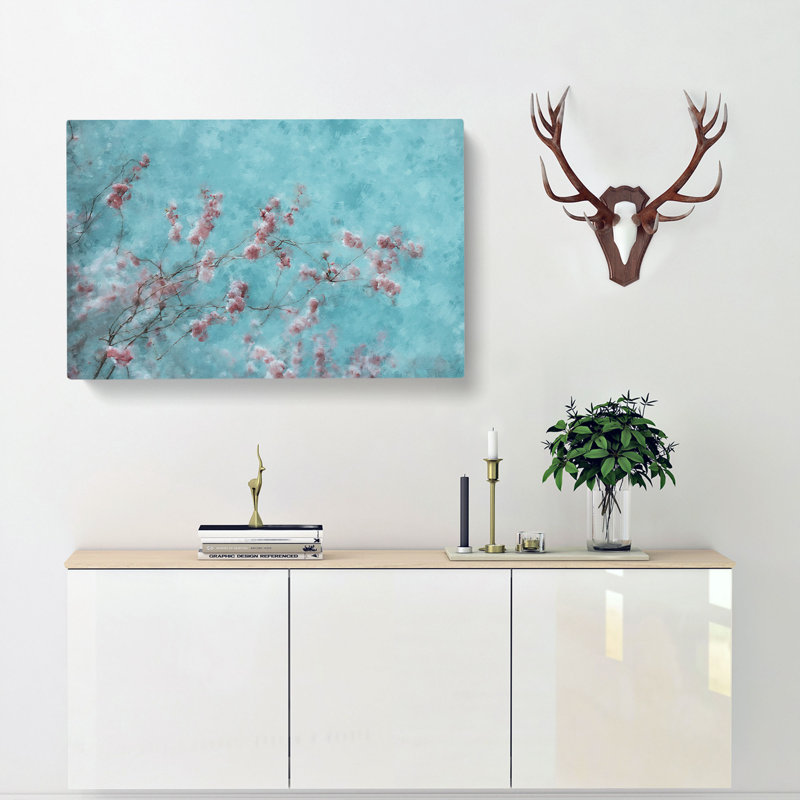 Beautiful Pink Cherry Blossom Tree Painting - Print, 40cm H x 60cm W x 4cm D