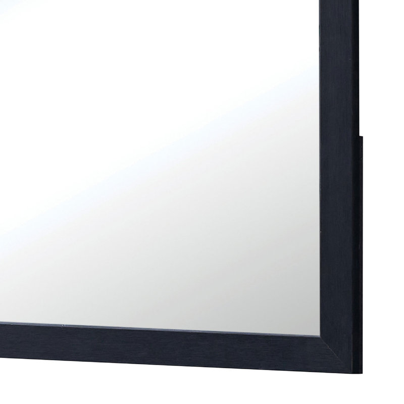 Miroir rectangulaire pour commode Dex, verre non biseauté, mélamine bois noir, Noir