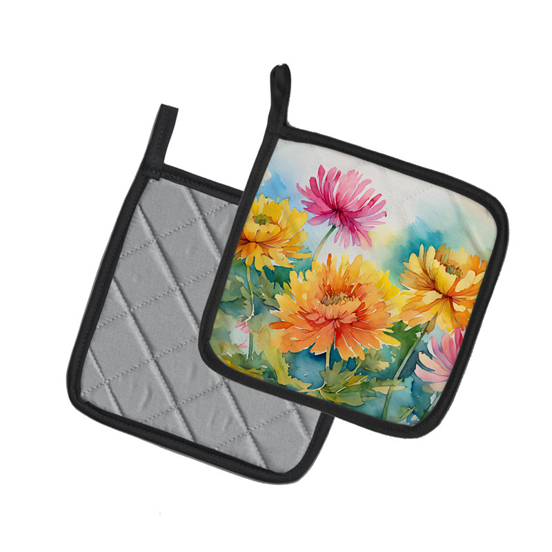 Caroline's Treasures Floral Polyester Potholder Set
