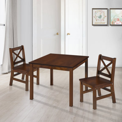 Myona Kids 3 Piece Solid Wood Play Or Activity Table and Chair Set