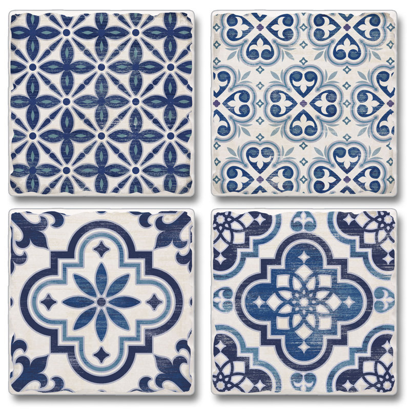 Stoneware Square 4 Piece Coaster Set