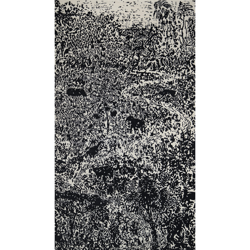 African Plains Handmade Wool Abstract Area Rug, Rectangle 10' x 14'