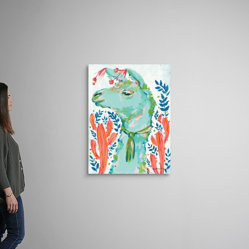 «Llama in the Desert» par Jessica Mingo - reproduction sur toile, Toile tendue, H 40 po x l 30 po x P 1,25 po