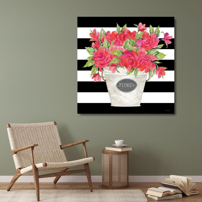George George Jacobs, Cindy Gallery, art sur toile tendue: rayures fuchsia, H 28 po x l 28 po
