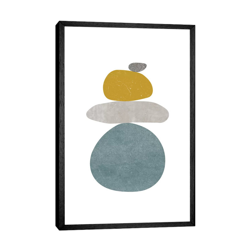 Pebbles V 1 Piece Painting on Canvas, 66.04cm H x 45.72cm W x 3.81cm D, Black Framed