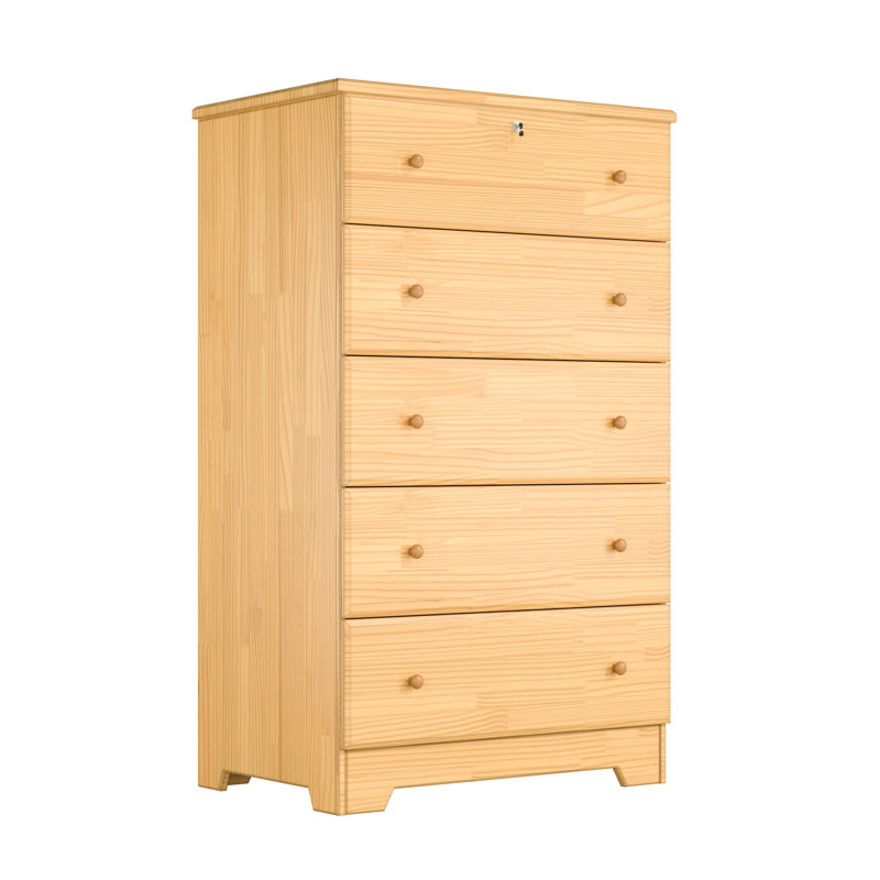 Commode à 5 tiroirs Raiquan, Naturel