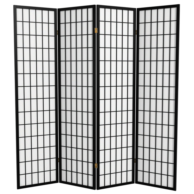 Paravent Shoji pliable Alex 70'' H, Noir, 4