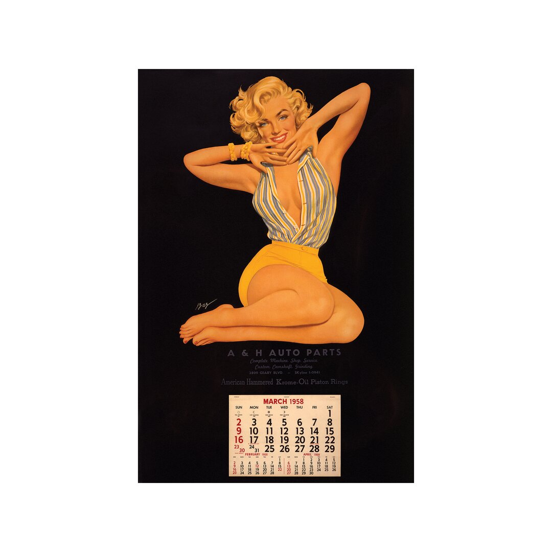 Leinwandbild Vintage Marilyn Monroe (A & H Auto Parts, März, 1958)