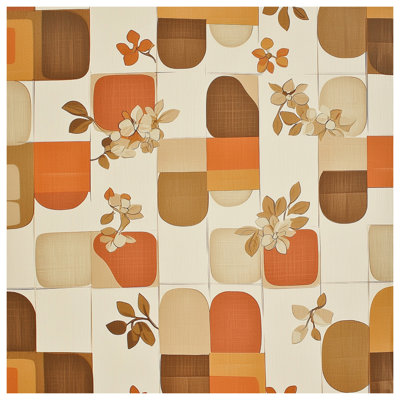 Retro Geometric Floral Bath Mat