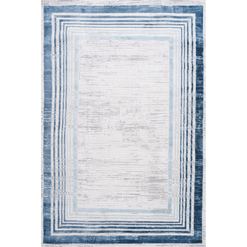 Tapis tissé 8X10 et bleu / bleu