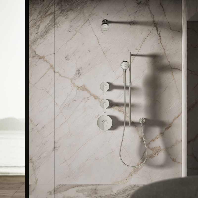Pomme de douche à fonction double standard / standard Awaken G90, Nickel poli éclatant,  1.75 GPM