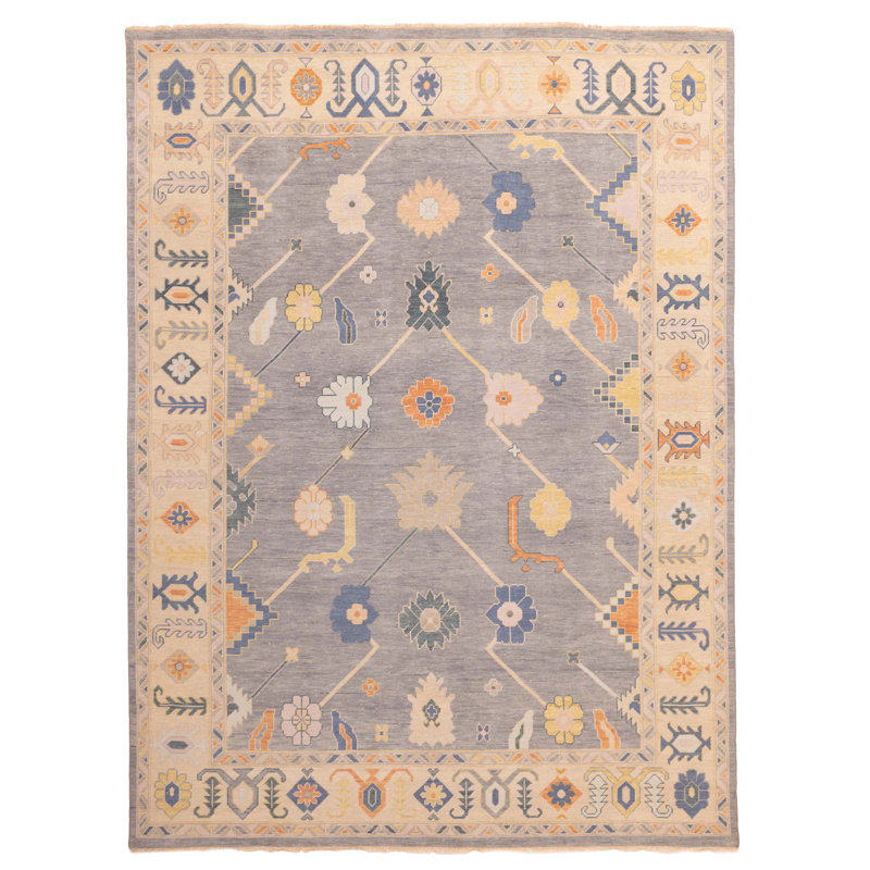 Tapis moderne gris Oushak 9 pi 0 po x 11 pi 11 po
