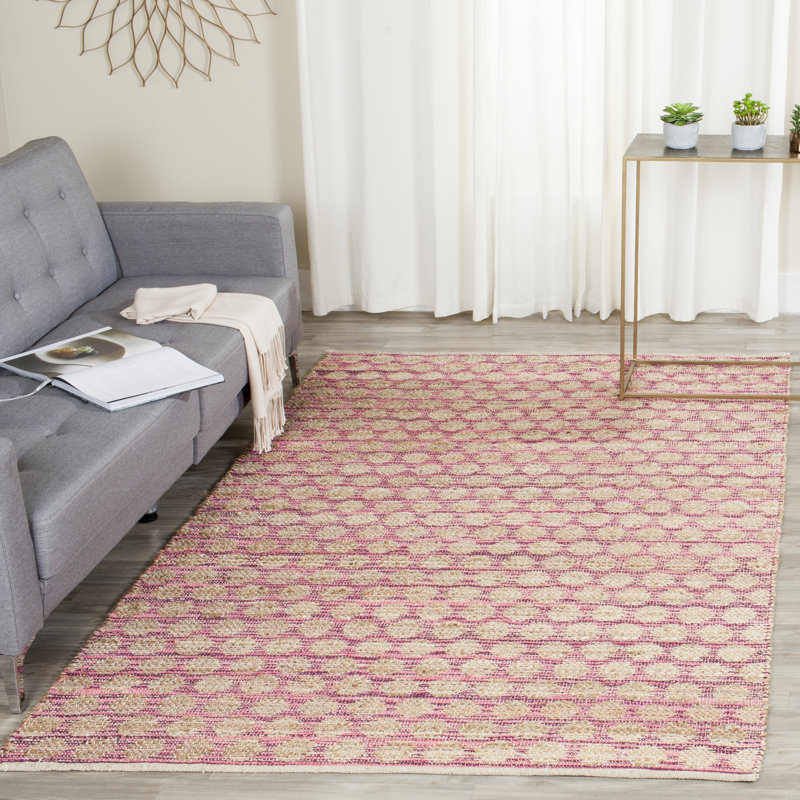 Tapis en jute / coton tissé à la main marron / naturel, Rectangle 8 pi x 10 pi