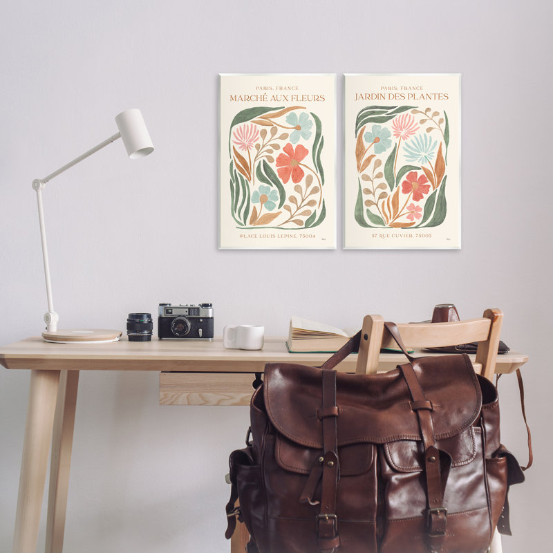 «French Flower Garden Market», ensemble de 2 plaques murales par Véronique Charron, H 19 po x l 13 po
